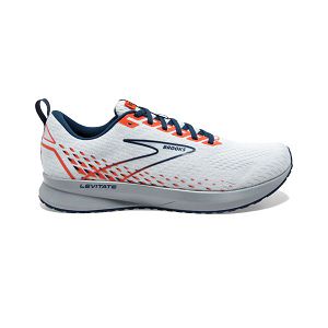 Brooks Levitate 5 Mens Road Running Shoes White/Blue/Orange | USA-LKH983452